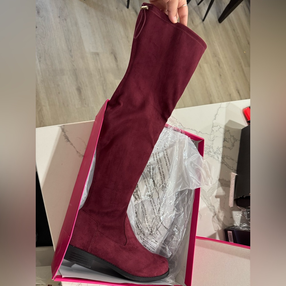 Shoe Dazzle Burgundy Over the Knee Boots
